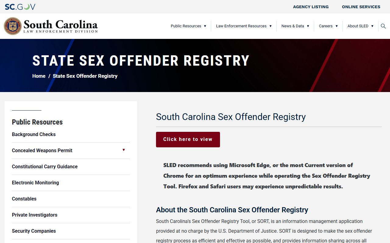 McCormick County arrest records SLED sex offender registry source