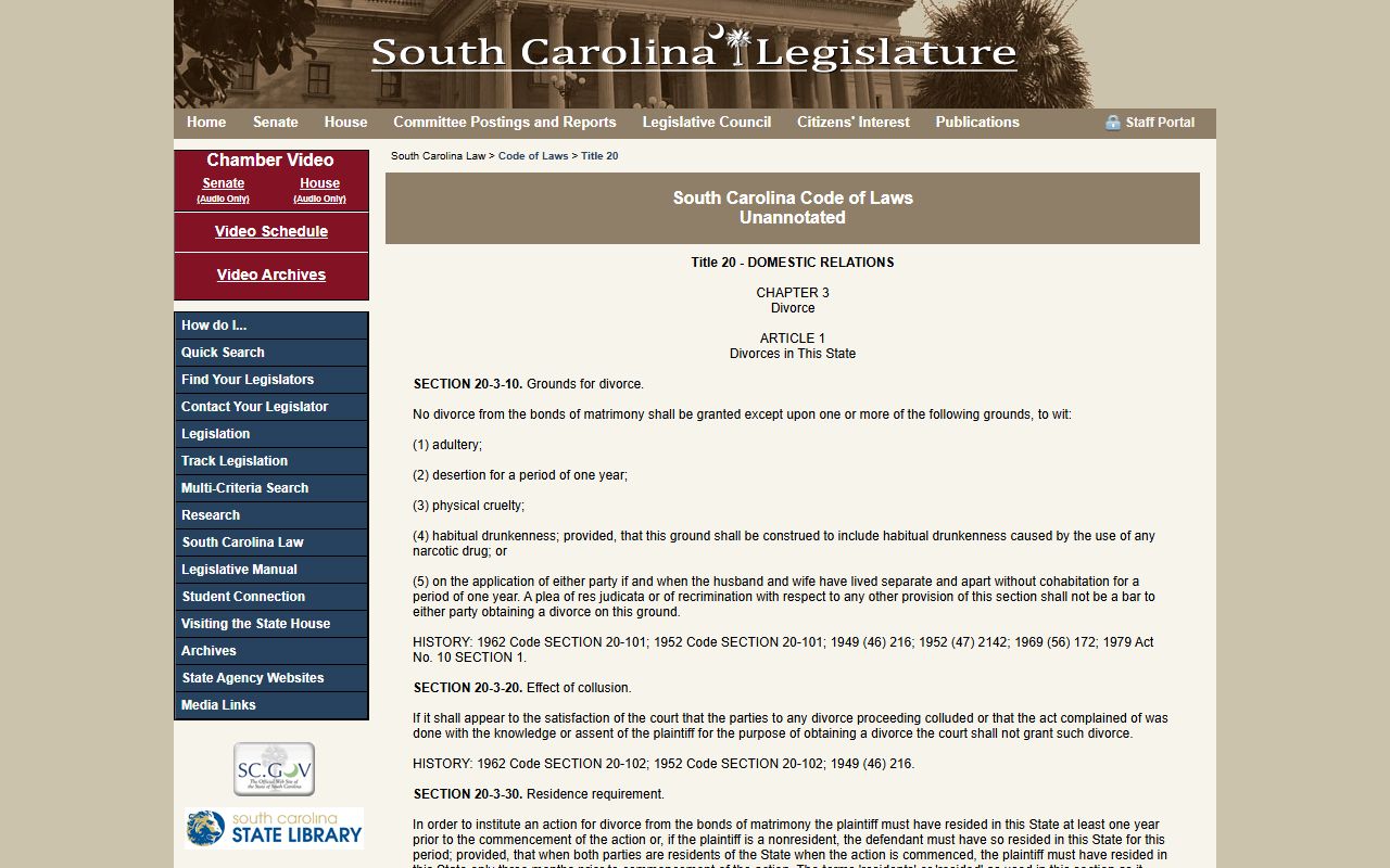 McCormick County Clerk of Court divorce records statutes