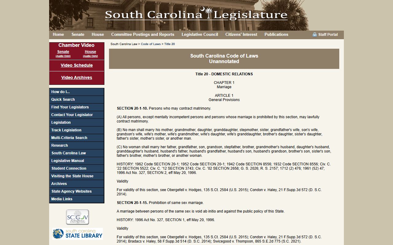 McCormick County marriage records statute routing from Clerk of Court