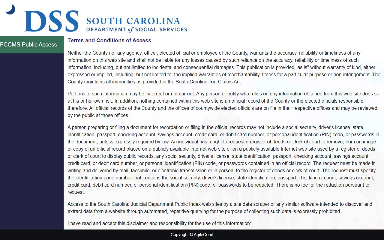 McCormick County court records Family Court public portal source