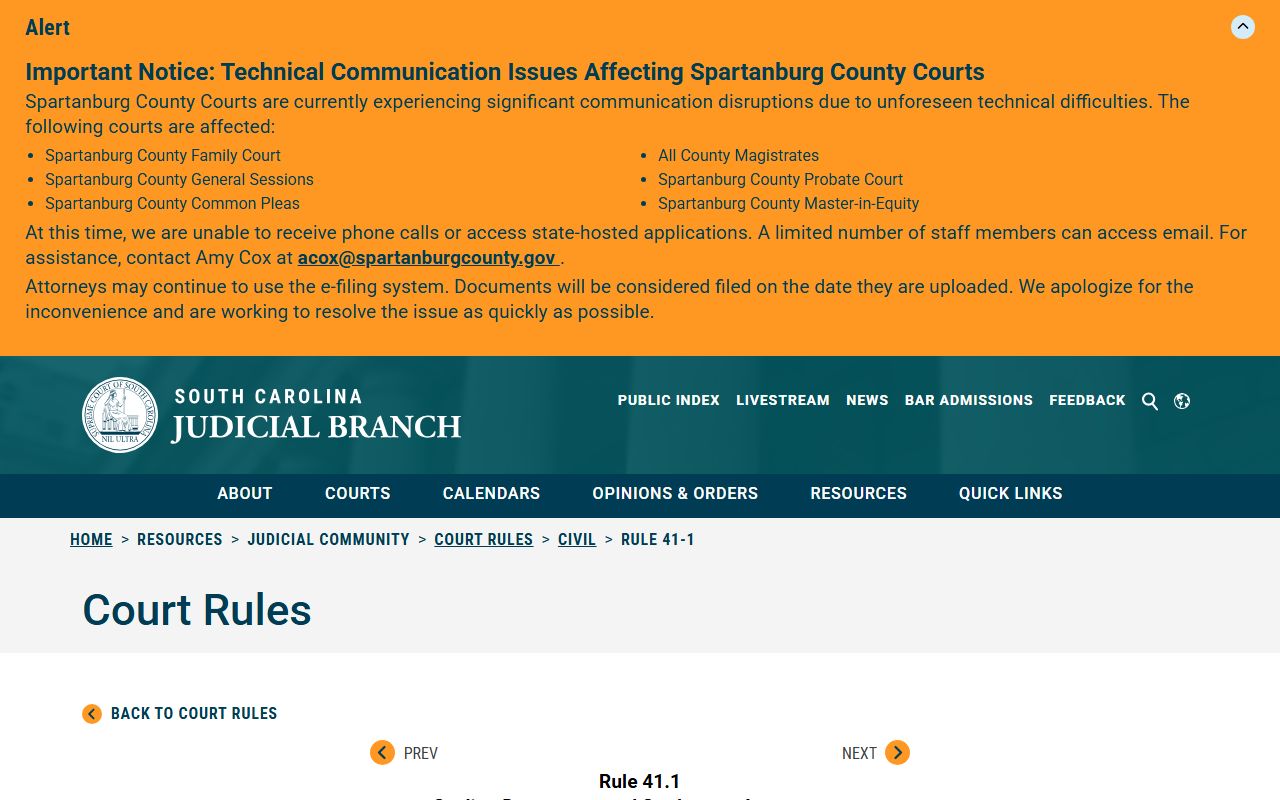 McCormick County court records Rule 41.1 sealed filing source