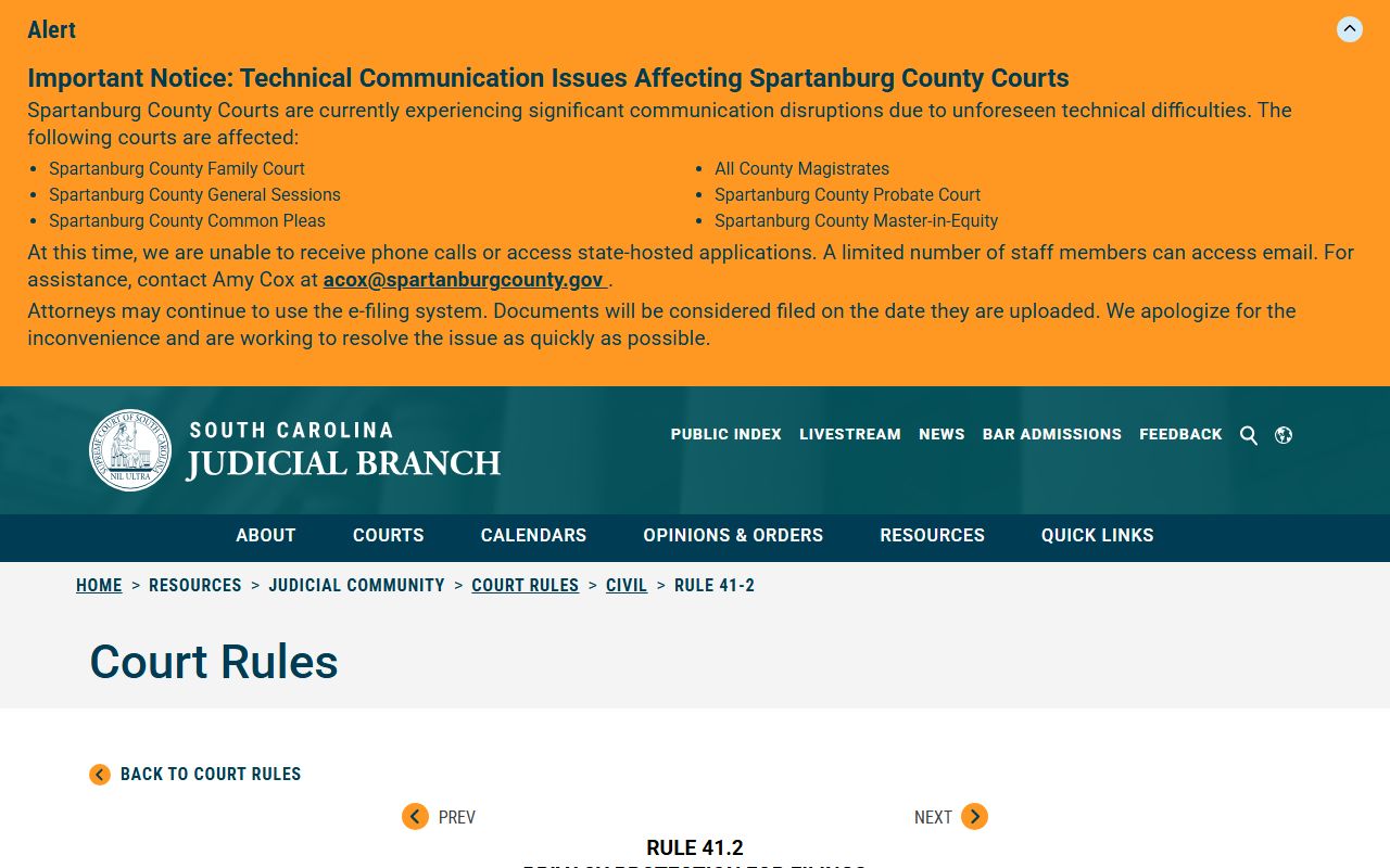 McCormick County court records Rule 41.2 redaction source
