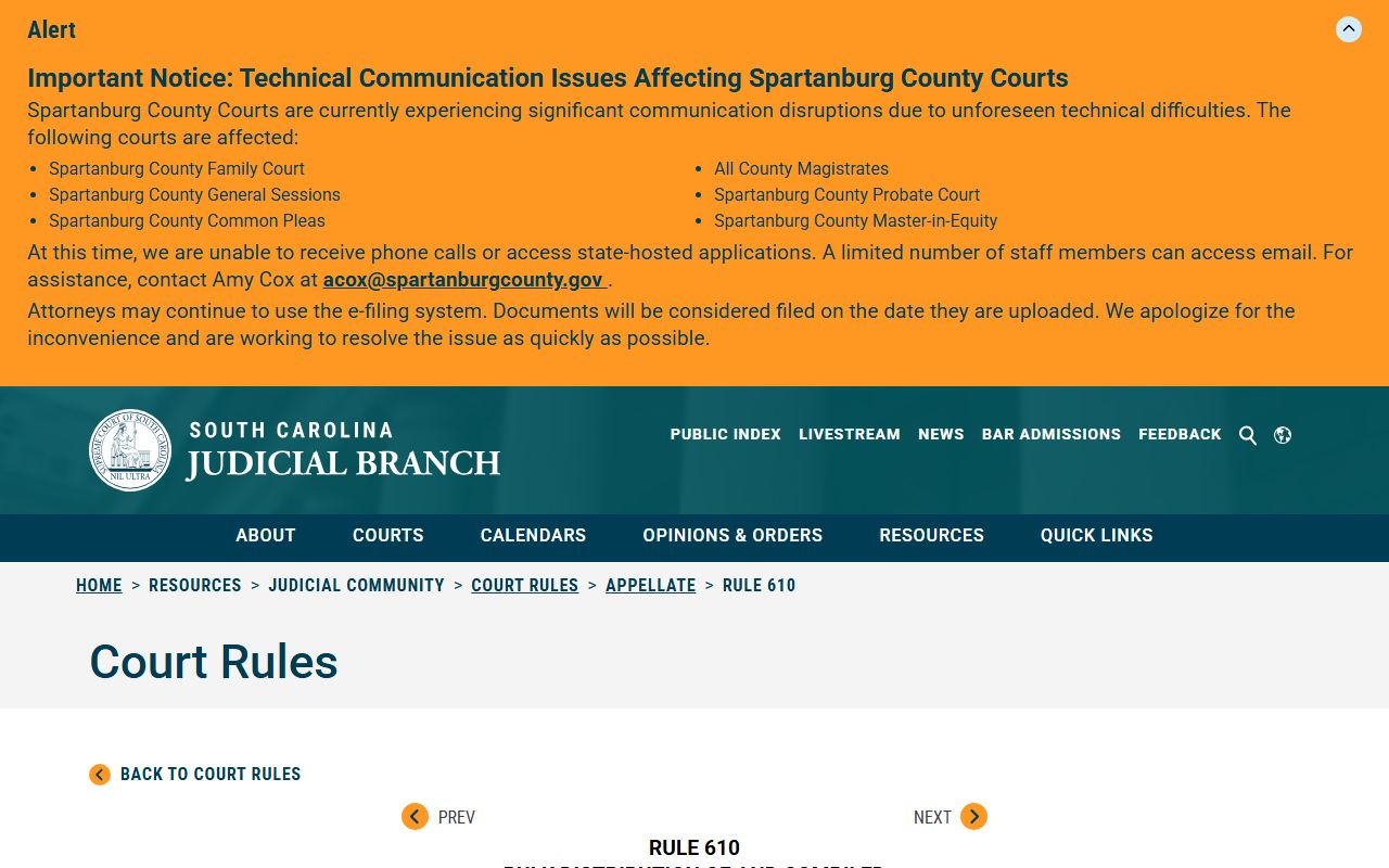 McCormick County court records Rule 610 judicial access source