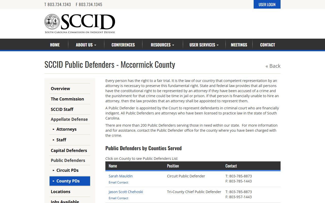 McCormick County criminal court records public defender listing source