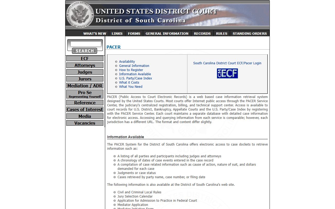 McCormick County Circuit Court federal PACER access distinction