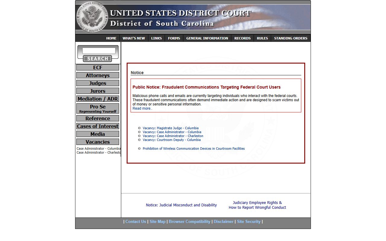 McCormick County Circuit Court distinction from federal district court records