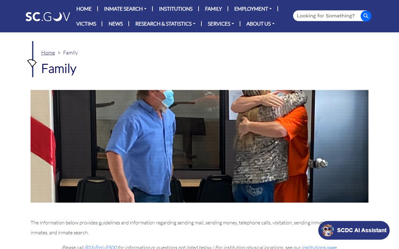 McCormick County inmate records SCDC family information source