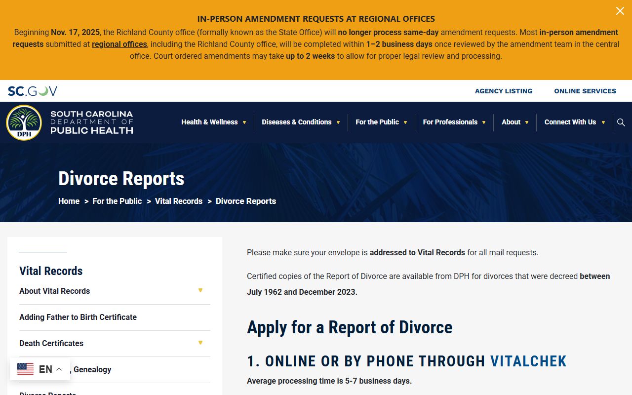 McCormick County divorce records report and decree access