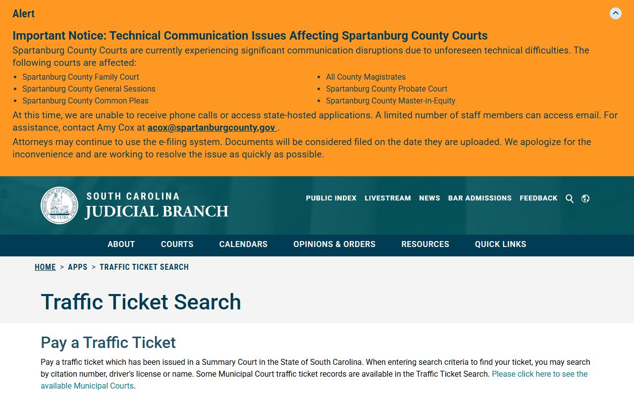 McCormick County traffic court records traffic ticket search source