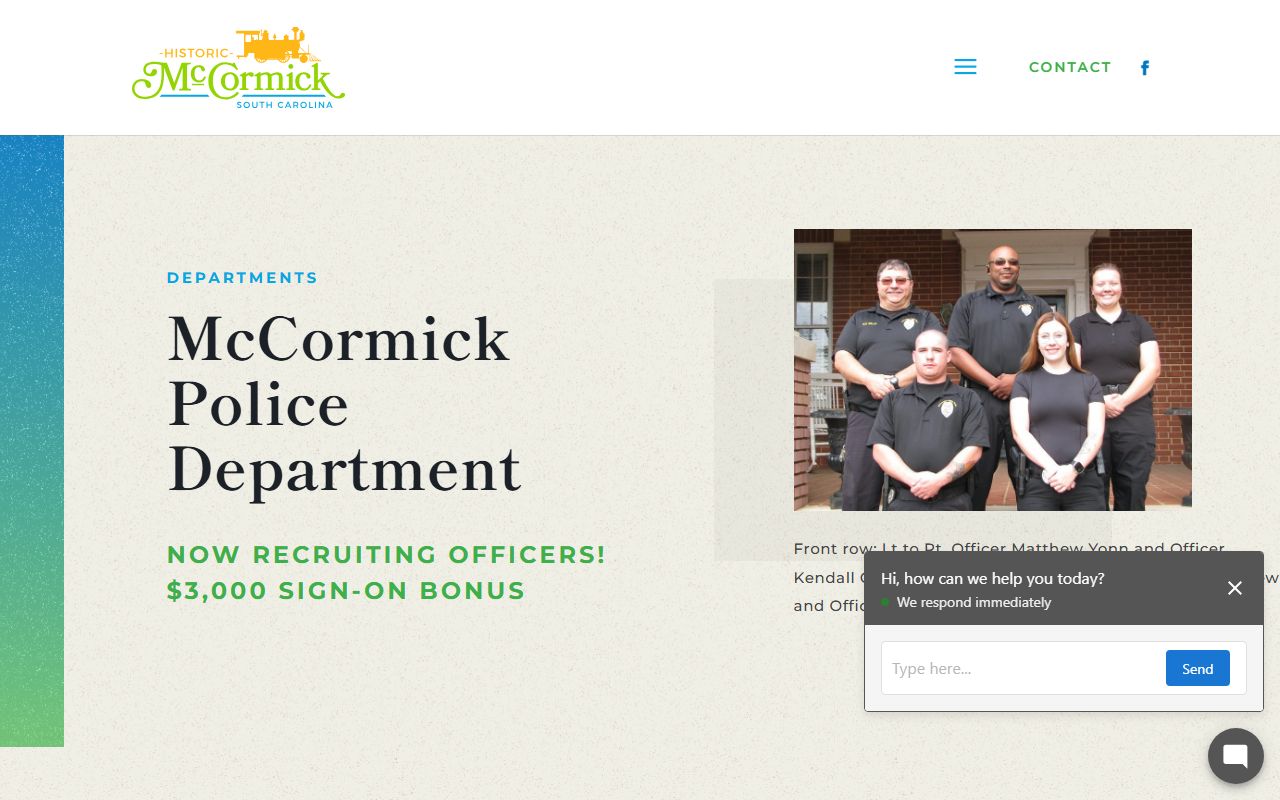 McCormick County warrant records Town of McCormick Police source